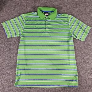 Nike Golf Dri-Fit Men's Polo Shirt Short Sleeve Green Blue Striped Size Large